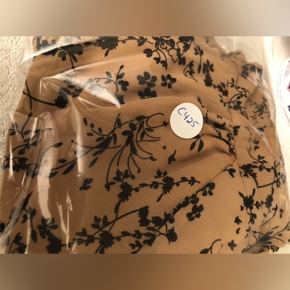 Lulus One True Love Taupe Floral Print Ruched Long Sleeve Mini Dress Small - Picture 15 of 16